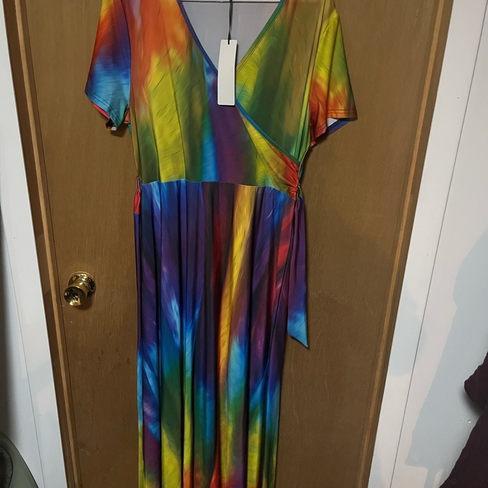 Vibrant Tie-Dye Wrap Dress